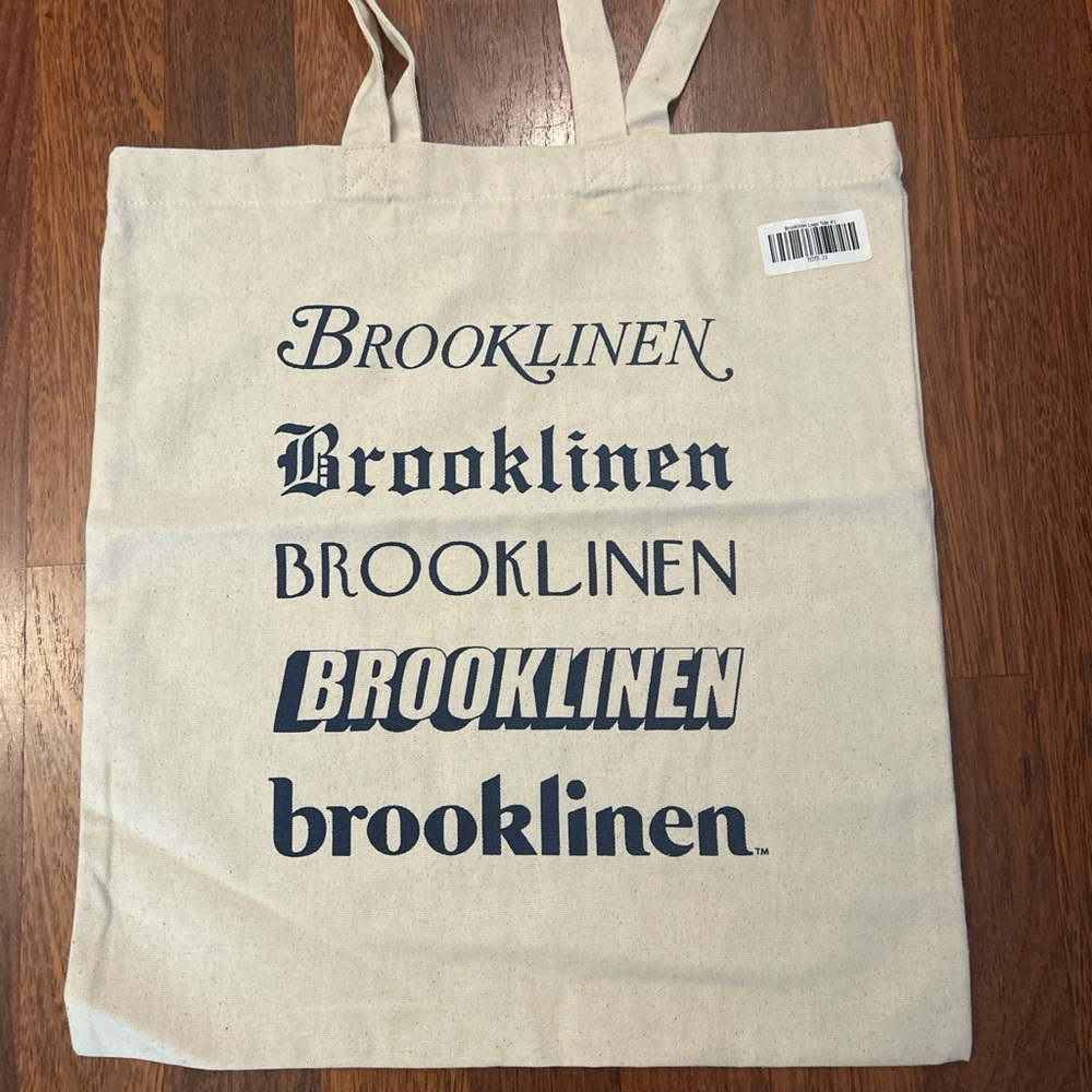 Brooklinen Tan Tote Bag Spellout Logo Reusable Travel Summer Beach